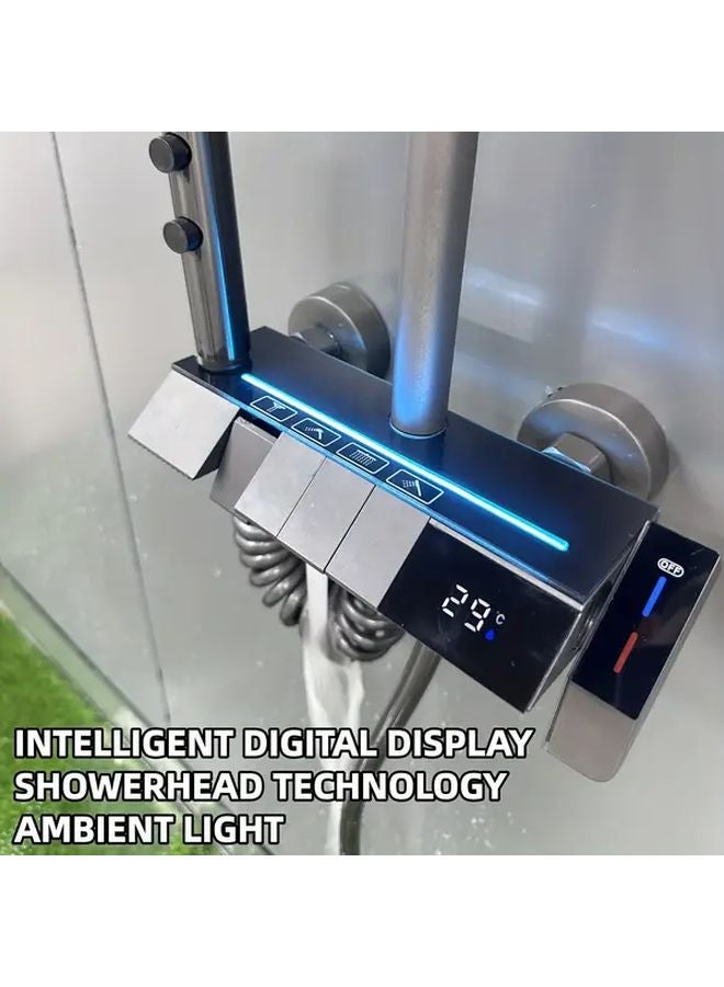 Modern Digital LED Rain Shower System Model 819 with Smart Control Panel Color Changing - Image 4